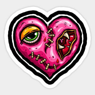 Zombie Heart Stitched Plaster Pink Valentines Day Sticker